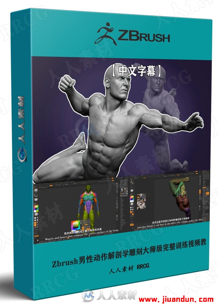 【中文字幕】Zbrush男性动作解剖学雕刻大师级完整训练视频教程 3D 第1张