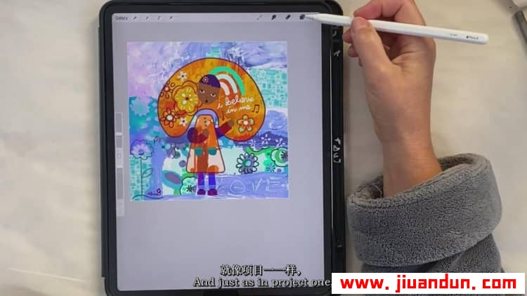 iPad中使用Procreate创建混合媒体背景插图实例视频教程-中英字幕 CG 第8张