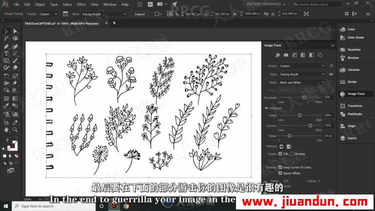【中文字幕】AI初学者花卉植物重复图案平面插图设计视频教程 AI 第7张