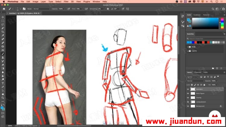 PS绘制动感动态人物结构角色插图视频教程 PS教程 第11张