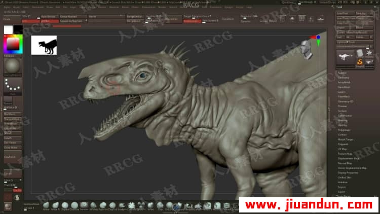 Zbrush逼真恐雕刻建模与贴图完整制作工作流程视频教程 3D 第2张