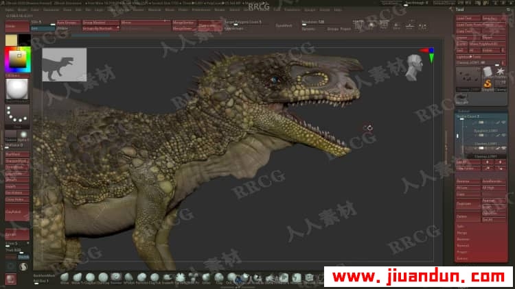 Zbrush逼真恐雕刻建模与贴图完整制作工作流程视频教程 3D 第11张