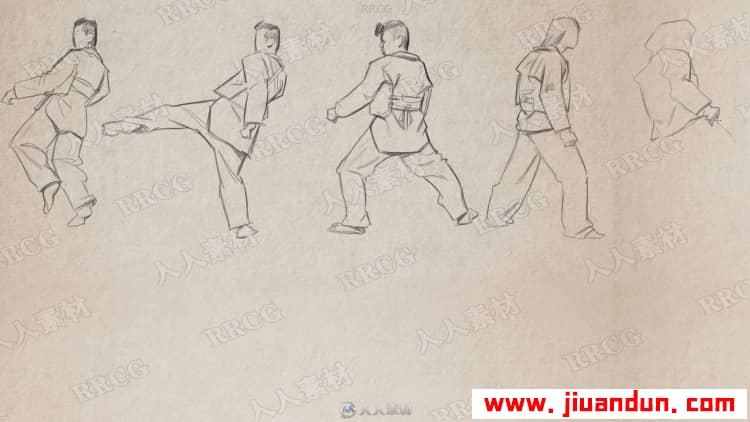 人物战斗动作姿态设计数字绘画训练视频教程 CG 第3张