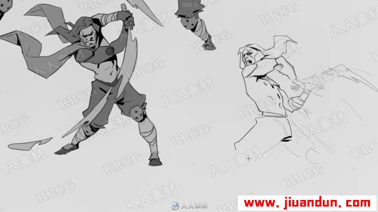 角色战斗姿势造型概念设计数字绘画实例训练视频教程 CG 第4张