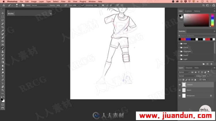 动态人物插图绘制着色技术数字绘画视频教程 PS教程 第16张