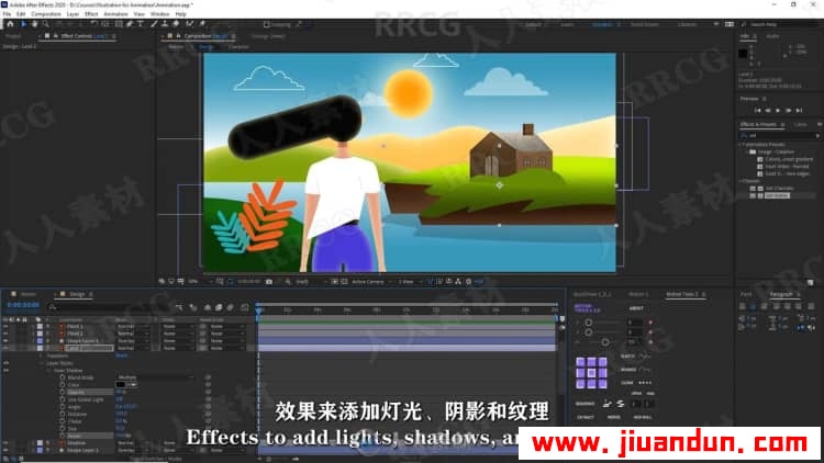 【中文字幕】AE卡通插图动画后期制作工作流程视频教程 AE 第3张