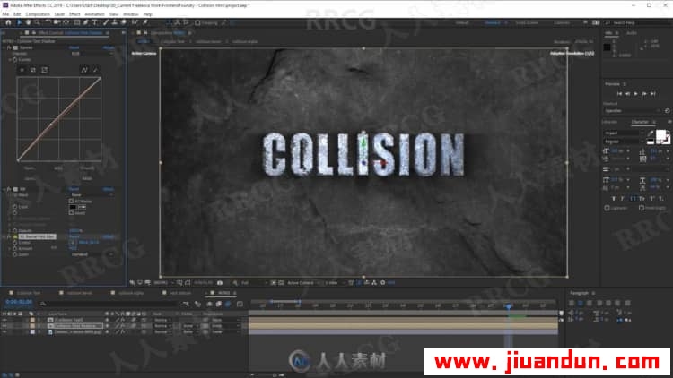 AE逼真3D岩石纹理碰撞效果标题动画制作视频教程 AE 第9张