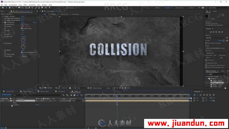 AE逼真3D岩石纹理碰撞效果标题动画制作视频教程 AE 第10张