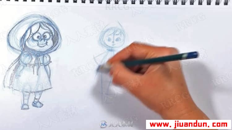 小红帽与大灰狼故事角色场景从草图到上色传统绘画视频教程 CG 第8张