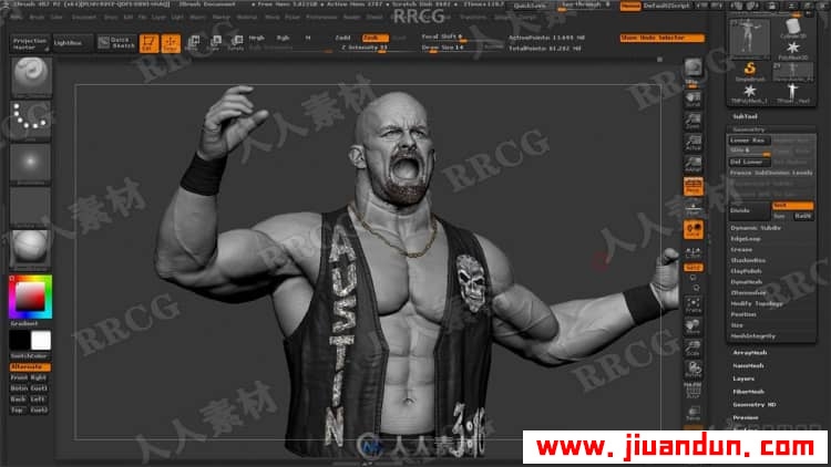 Zbrush逼真摔跤人物角色解剖雕刻完整制作流程视频教程 3D 第3张