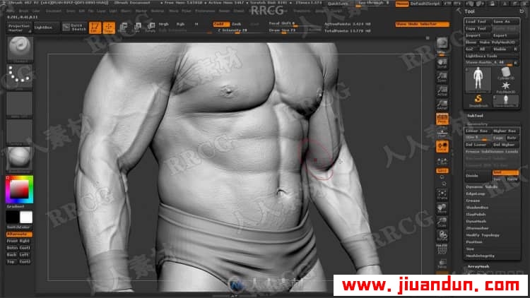 Zbrush逼真摔跤人物角色解剖雕刻完整制作流程视频教程 3D 第7张