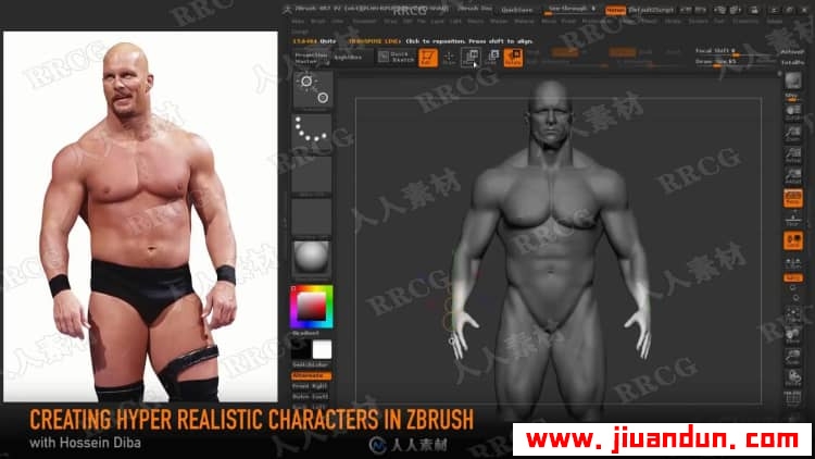 Zbrush逼真摔跤人物角色解剖雕刻完整制作流程视频教程 3D 第14张