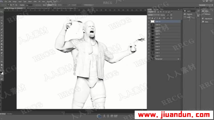Zbrush逼真摔跤人物角色解剖雕刻完整制作流程视频教程 3D 第22张
