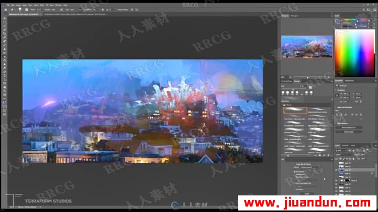 天空之城概念艺术数字绘画流程视频教程 PS教程 第6张