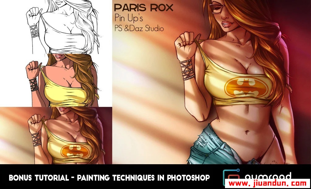 PinUp 系列 + 绘画教程-教您如何以漫画书风格绘制和绘画女孩 CG 第4张