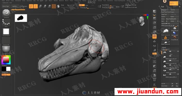 Zbrush奇美拉动物骨架数字雕刻实例训练视频教程 3D 第3张