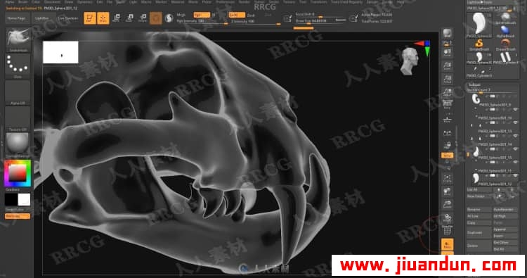Zbrush奇美拉动物骨架数字雕刻实例训练视频教程 3D 第5张