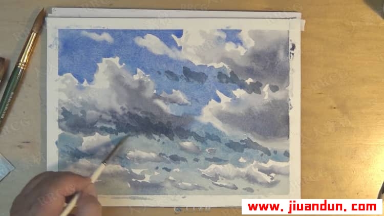 手绘水彩风景大师级传统绘画过程视频教程 CG 第13张