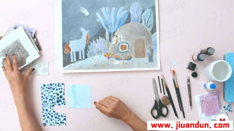绘制融合多种技法儿童卡通插画读物传统绘画视频教程 CG 第14张