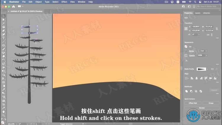 【中文字幕】AI初学者日落风景矢量插图绘制视频教程 AI 第8张
