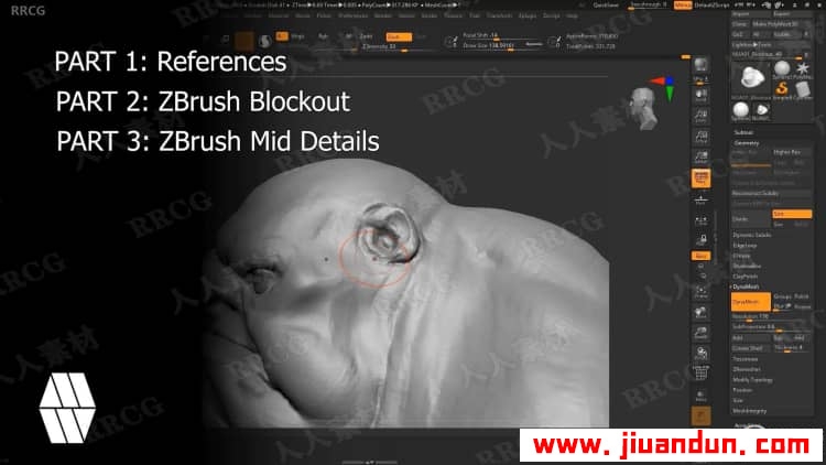 Zbrush巨魔半身像雕刻完整实例制作视频教程 3D 第17张