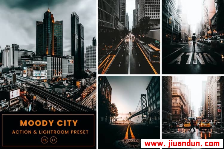 黑暗电影黑金城市风光Lightroom预设及PS动作 Moody City Action & Lightrom Presets LR预设 第1张