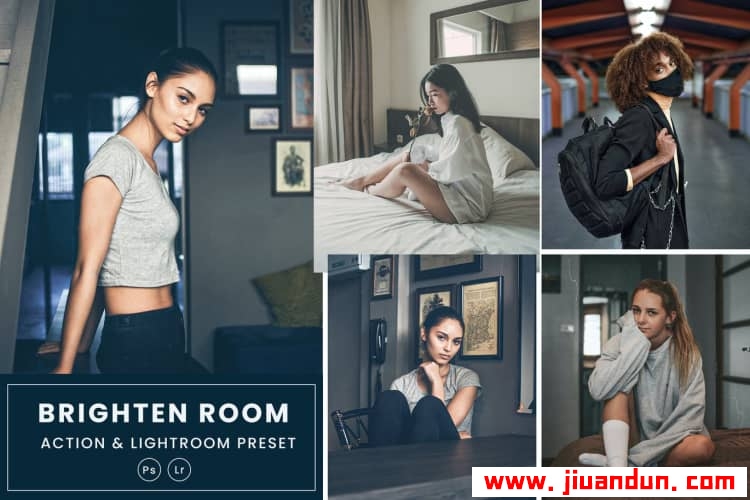 室内电影人像Lightroom预设及PS动作 Brighten Room Action & Lightrom Presets LR预设 第1张