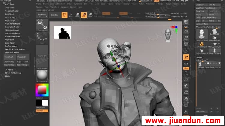 Zbrush赛博朋克黑客角色3D雕刻建模制作视频教程 3D 第15张