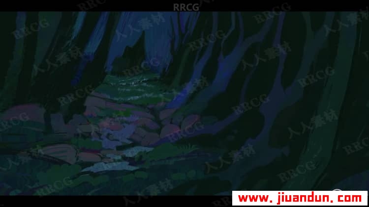 Procreate 科幻森林动画场景彩色插图绘制过程视频教程 CG 第5张
