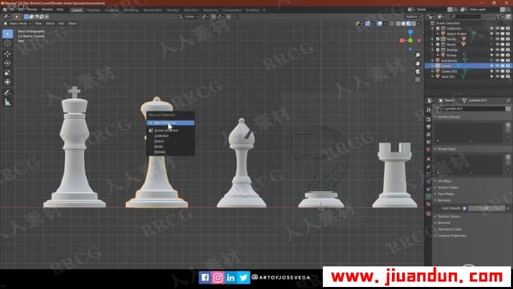 Blender国际象棋与棋盘完整实例制作视频教程 3D 第7张