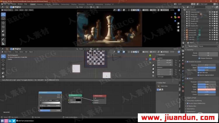 Blender国际象棋与棋盘完整实例制作视频教程 3D 第14张