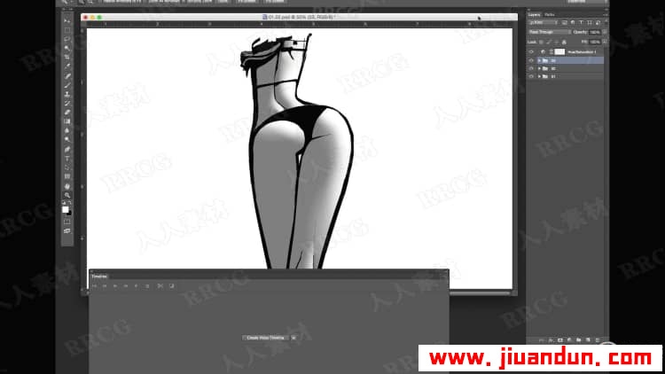 PS漫画风格女性腰臀部线条曲线绘制视频教程 PS教程 第5张