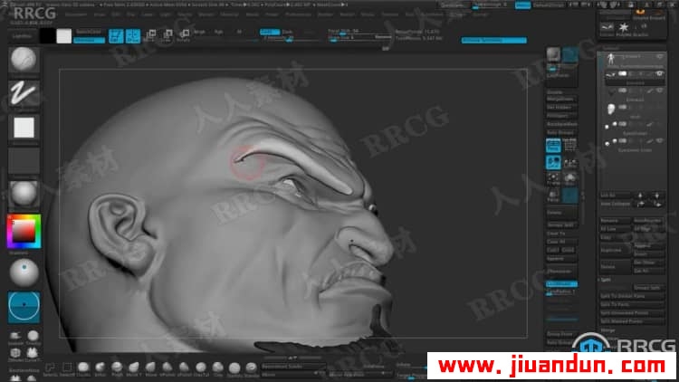 Zbrush战神游戏角色奎托斯头部与身体实例制作视频教程 3D 第8张