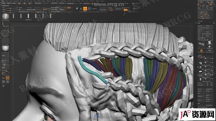 ZBrush《权利的游戏》龙女头发3D模型雕刻制作流程视频教程 3D 第4张