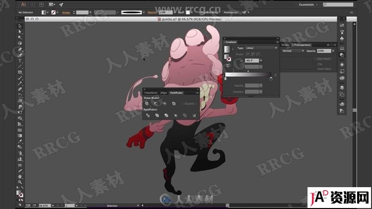 Illustrator邪恶怪兽数字绘画完整实例训练视频教程 AI 第4张