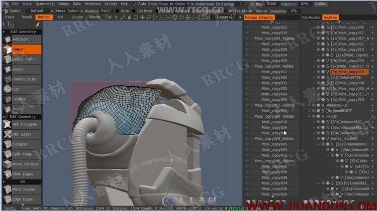 3DCoat中Retopo UVs硬表面建模技术培训视频教程 CG 第14张