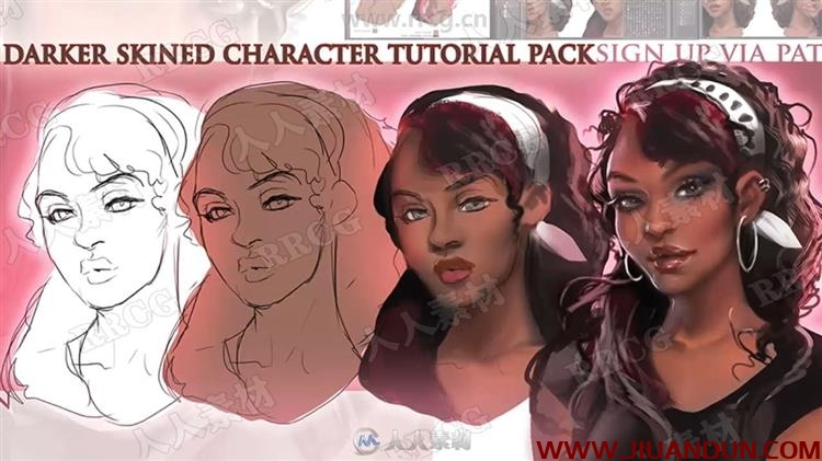 各种肤色种族人物角色头像数字绘画训练视频教程 CG 第2张