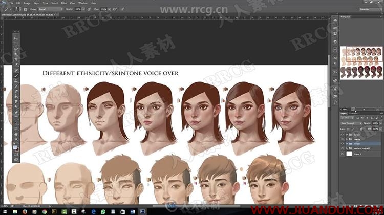 各种肤色种族人物角色头像数字绘画训练视频教程 CG 第20张