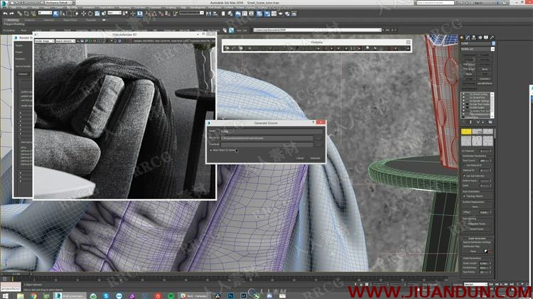 3dsmax中FStorm沙发织物着色器渲染技术视频教程 3D 第9张