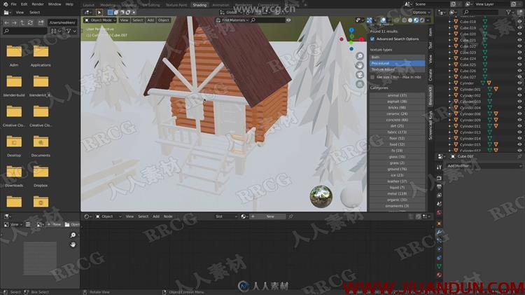 Blender水晶球小屋雪景场景完整实例制作视频教程 CG 第11张