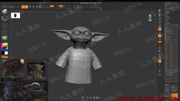 星球大战小尤达大师角色雕刻实例制作视频教程 CG 第4张