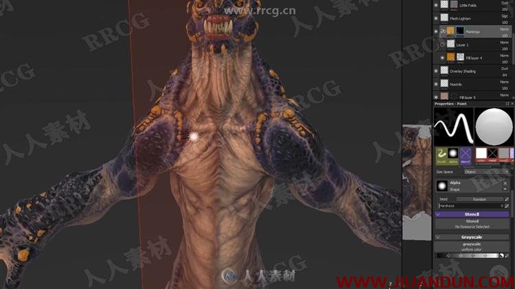 Zbrush魔幻怪物角色设计细化雕刻视频教程 CG 第16张