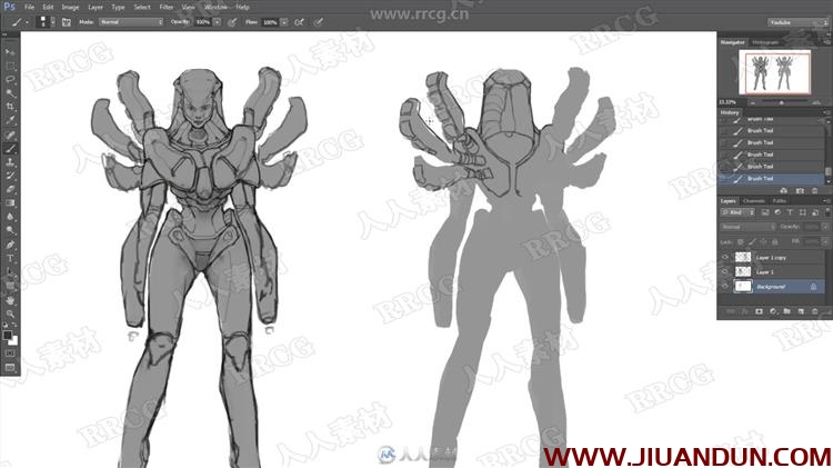 异星战士游戏角色概念设计完整绘画工作流程视频教程 CG 第1张