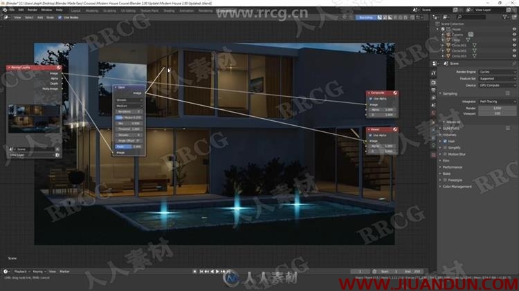 Blender逼真现代化建筑室内外3D设计工作流程视频教程 3D 第13张