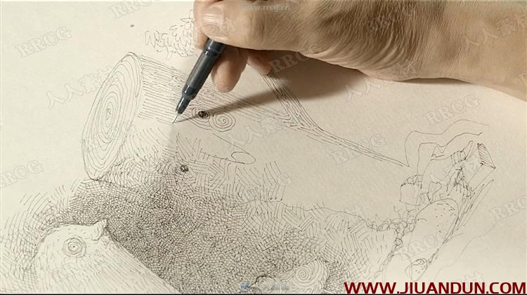 针管笔手绘用笔技法传统绘画视频教程 CG 第12张