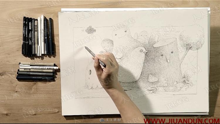 针管笔手绘用笔技法传统绘画视频教程 CG 第15张