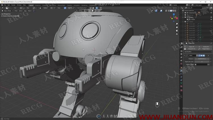 Blender科幻机器人硬表面建模完整工作流程视频教程 3D 第15张
