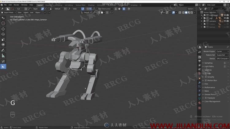 Blender科幻机器人硬表面建模完整工作流程视频教程 3D 第25张