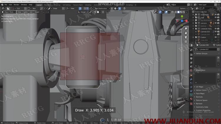 Blender科幻机器人硬表面建模完整工作流程视频教程 3D 第26张