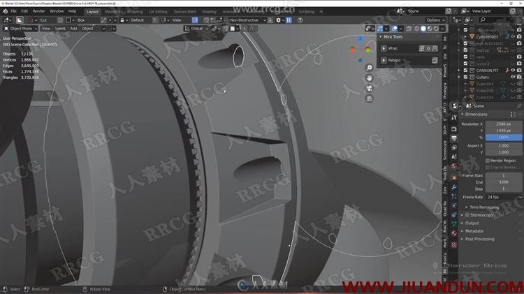 Blender科幻机器人硬表面建模完整工作流程视频教程 3D 第28张